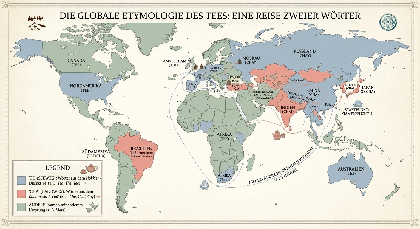 Verbreitung des Tees: Cha und Te