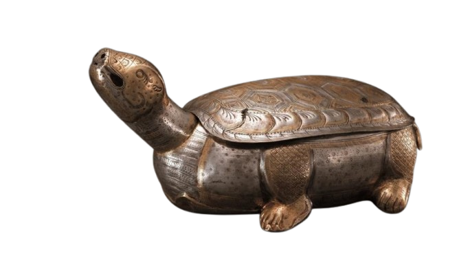 Vergoldete silberne Schildkrötenkassette