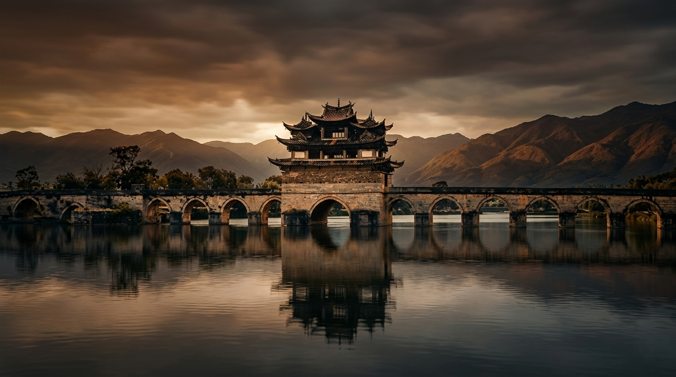 Die Doppeldrachenbrücke bei Jianshui in Yunnan